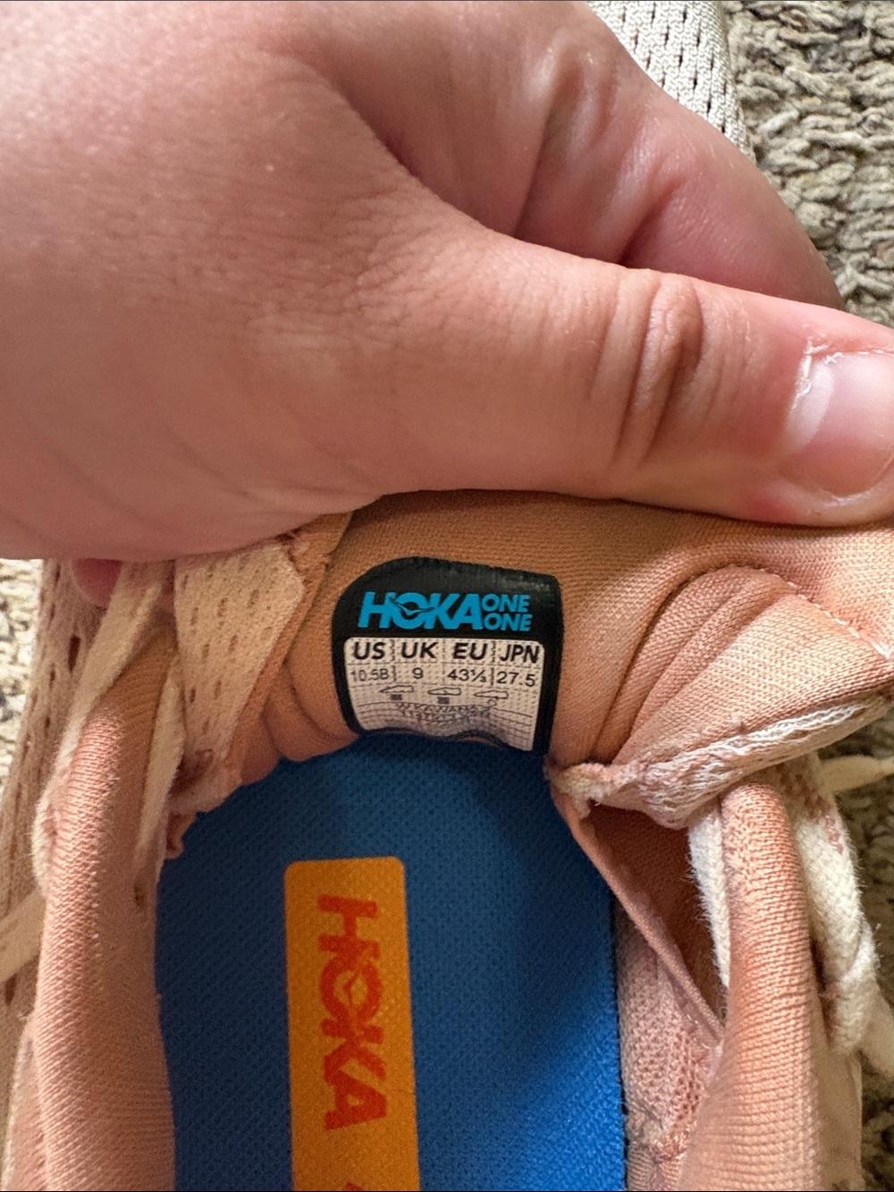 Women's White and Blush Hoka Running Shoes - Picture 3 of 3